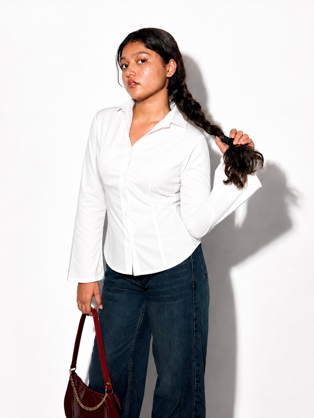 White Flare knot Shirt