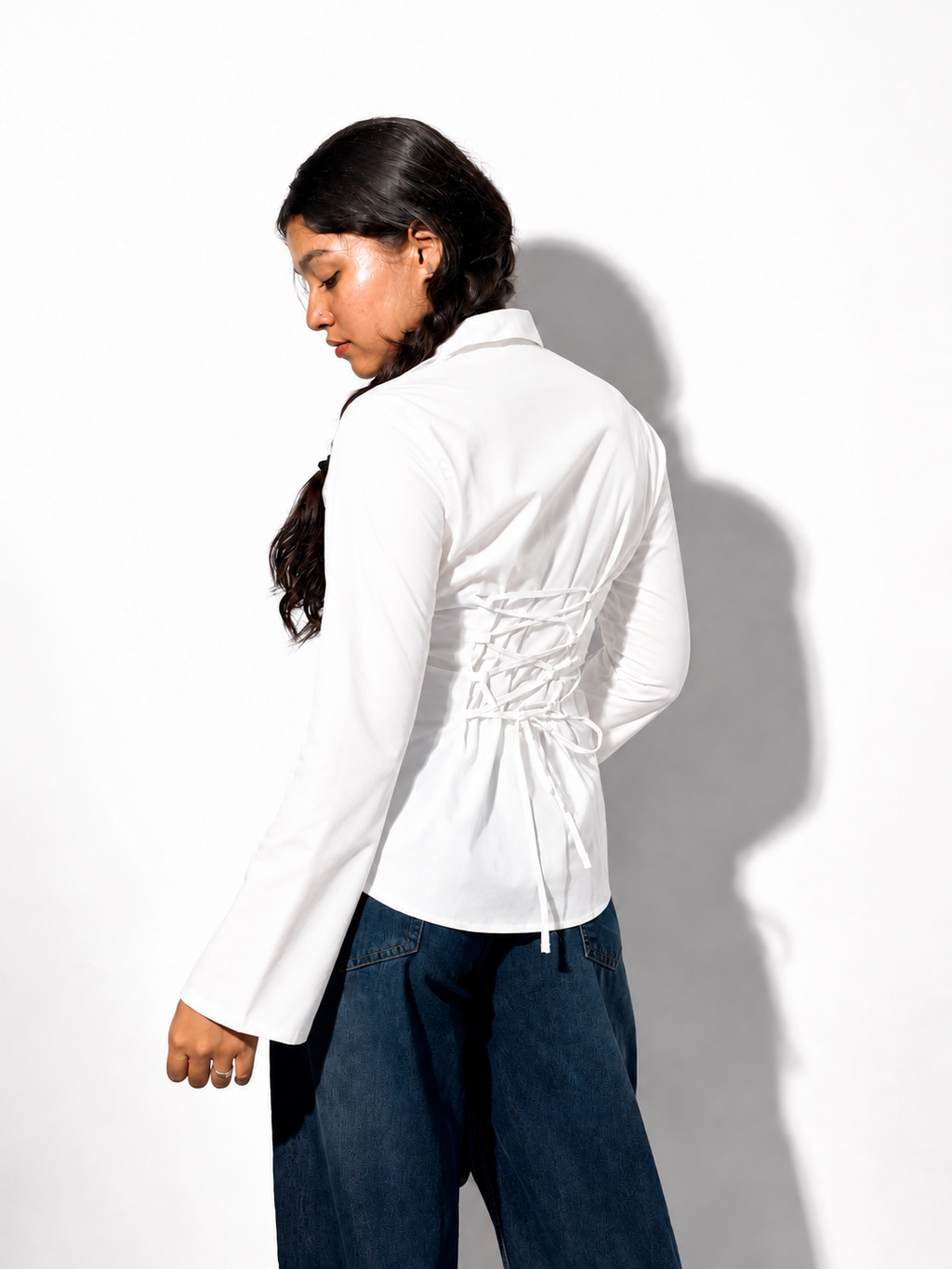 White Flare knot Shirt