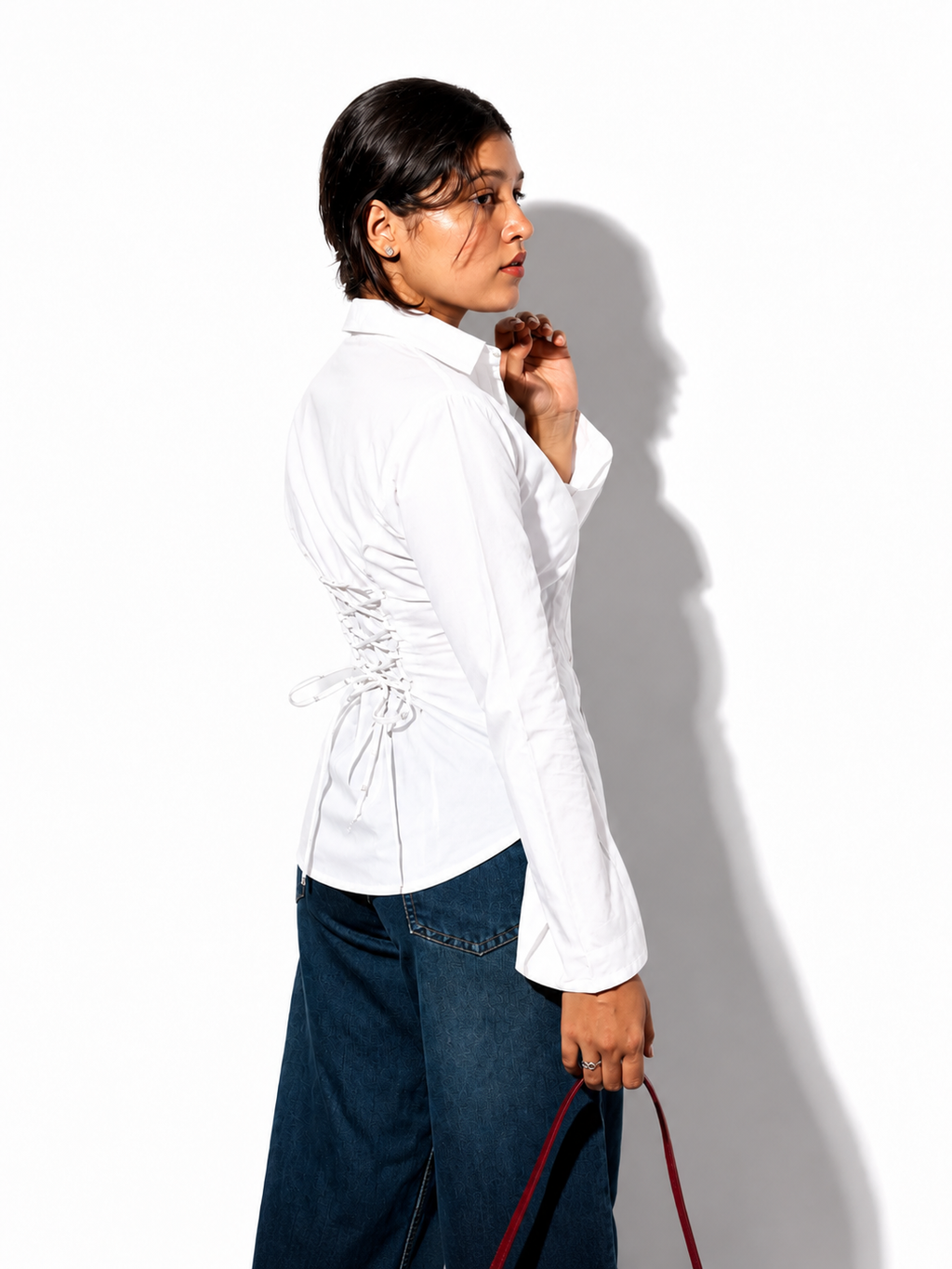 White Flare knot Shirt