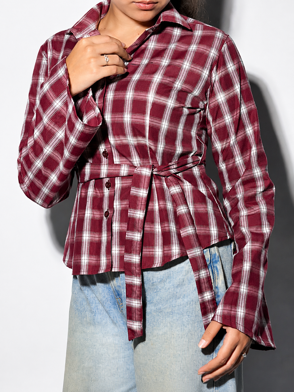 Vintage Wine Plaid Shirt
