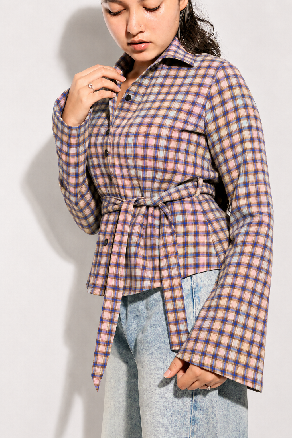 Spring Pink Cheeks Knot Shirt