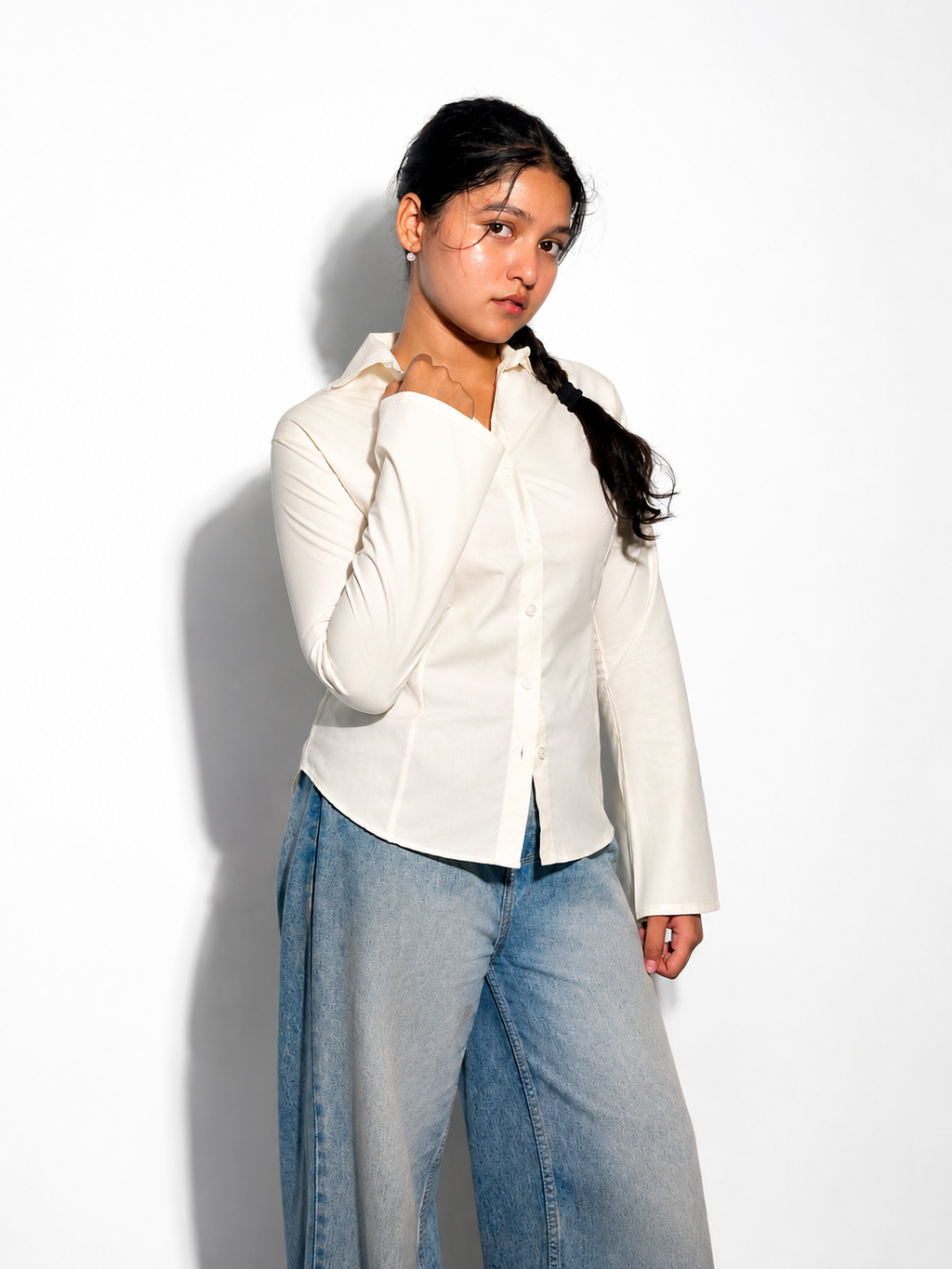 Butter Yellow Flare Sleeves Corset LaceBack Shirt