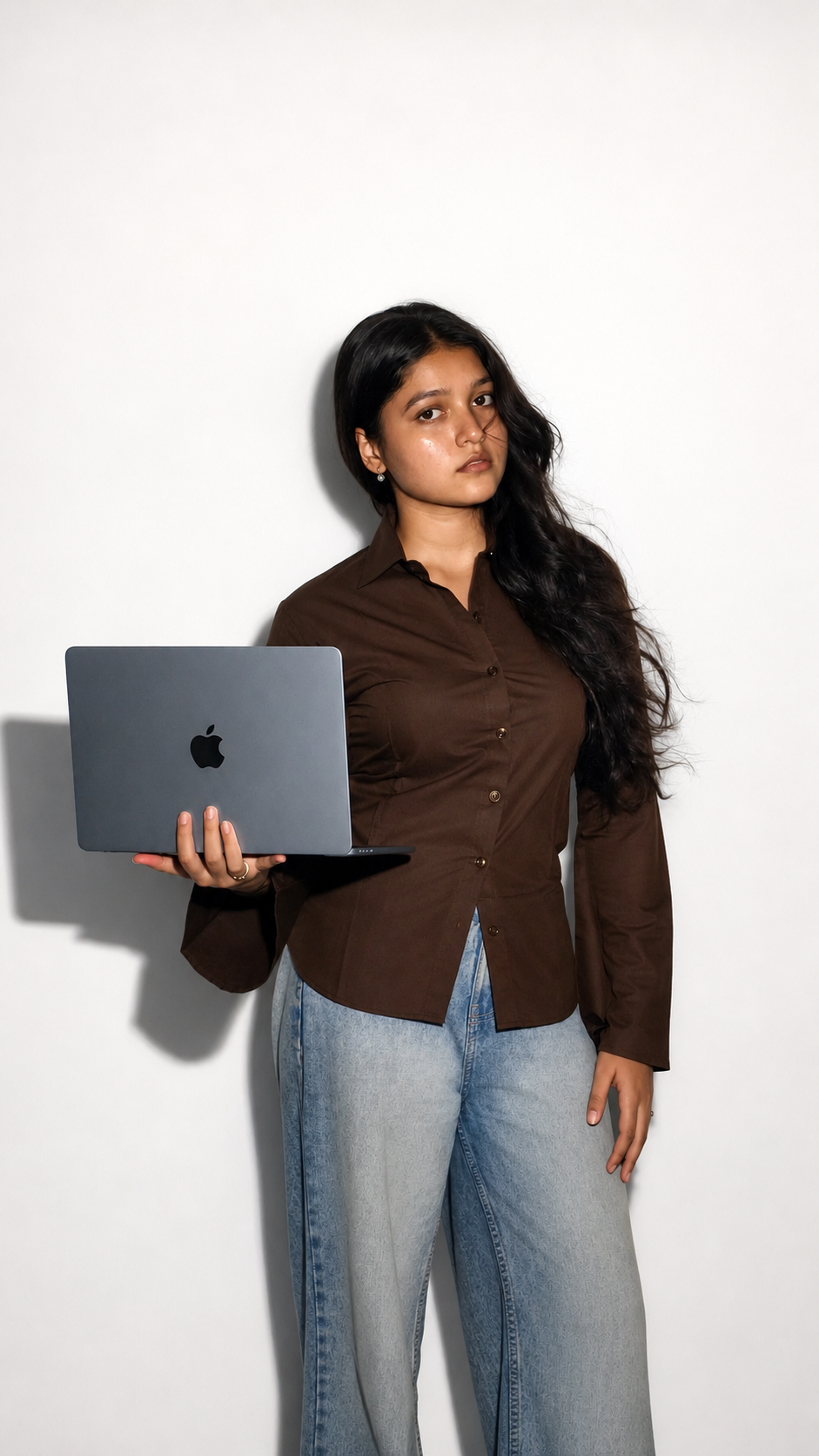 Coco Dark Brown Fitted Flare Corset Shirt
