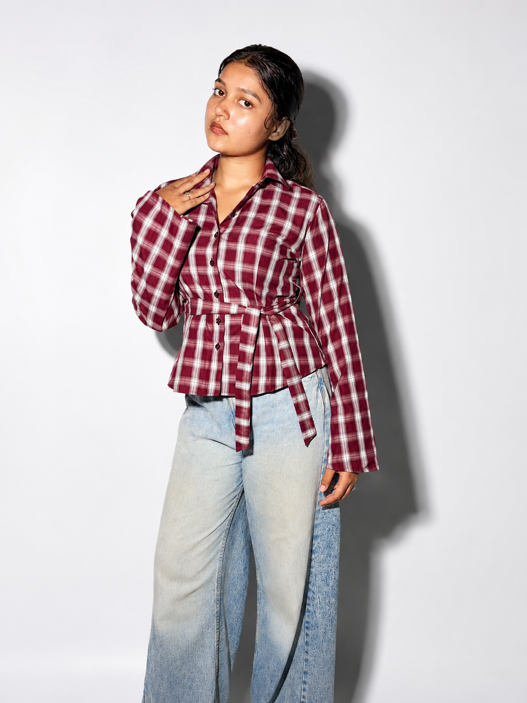 Vintage Wine Plaid Shirt