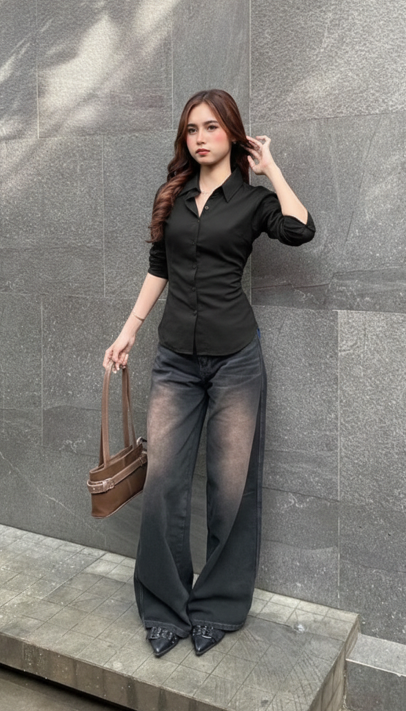 Black LaceBack Fitted Corset Shirt by Formals
