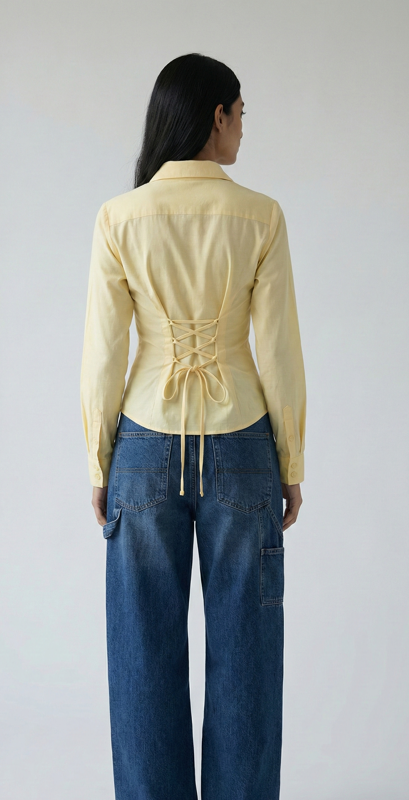 Lemon Bloom Fitted Laceback Corset Shirt By FORMALS